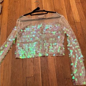 Iridescent sequin mesh crop top from nastygal